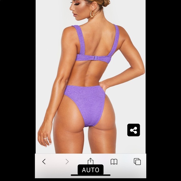 Purple Crinkle Underwired Square Neck Bikini - Picture 2 of 4